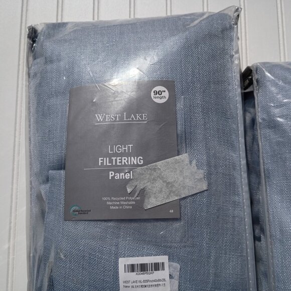 WEST LAKE Faux Linen Curtain Panels 41 x 91 Dusty Blue Pinch Pleat SET OF 4 - Picture 13 of 16